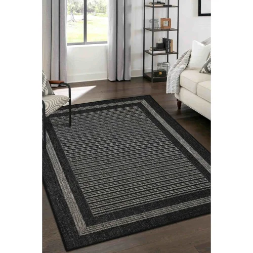 Homemaker Black Gel Backed Border Rug - 60 X 180 Image 2