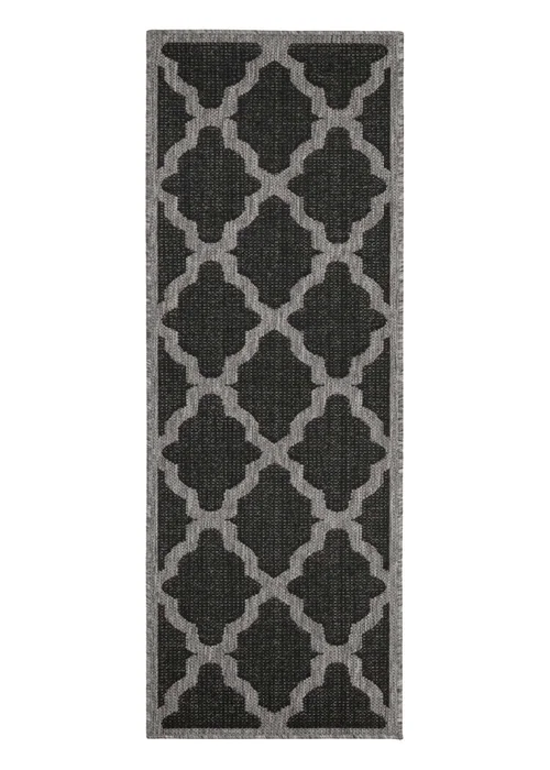 Homemaker Black Trellis Gel Flatweave Runner Rug - 80 x 150 Image 4