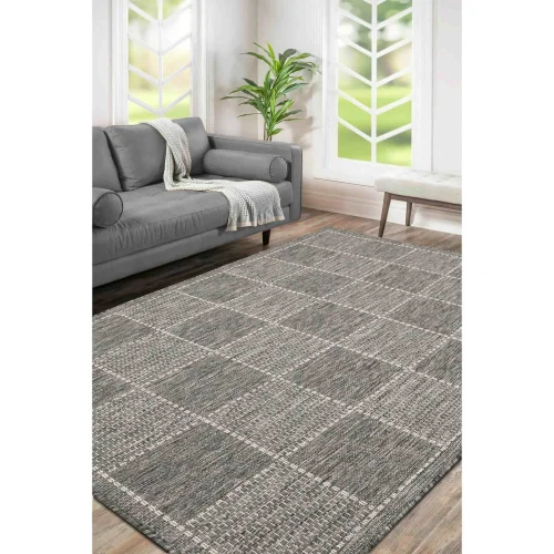 Homemaker Steel Check Gel Flatweave Rug - 60 X 180 Image 2