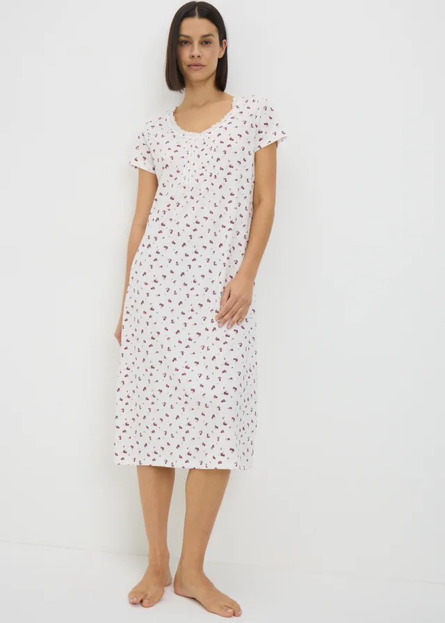 Cream Floral Lace Trim Nightie