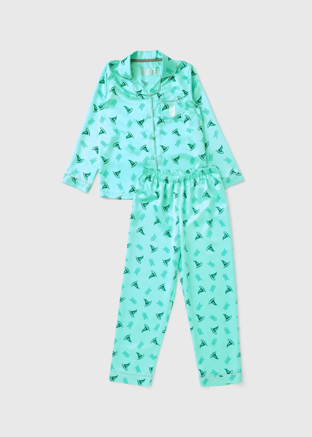 Wicked Girls Green Elphaba Satin Pyjama Set (4-13yrs) - Age 4 Years Image 1