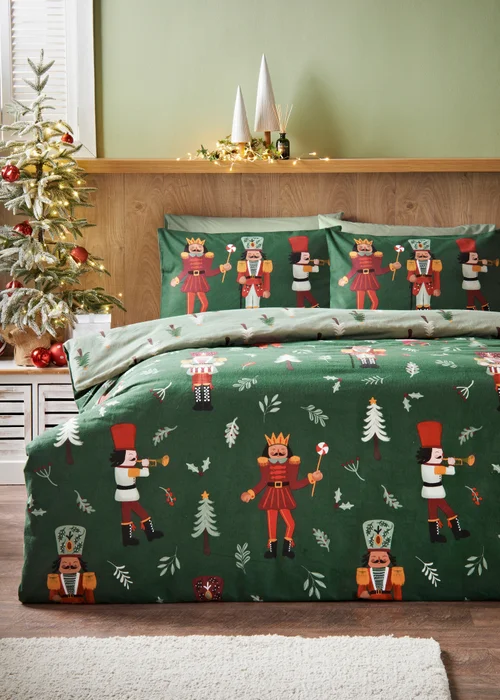 Green Christmas Nutcracker Duvet Set - King Image 1