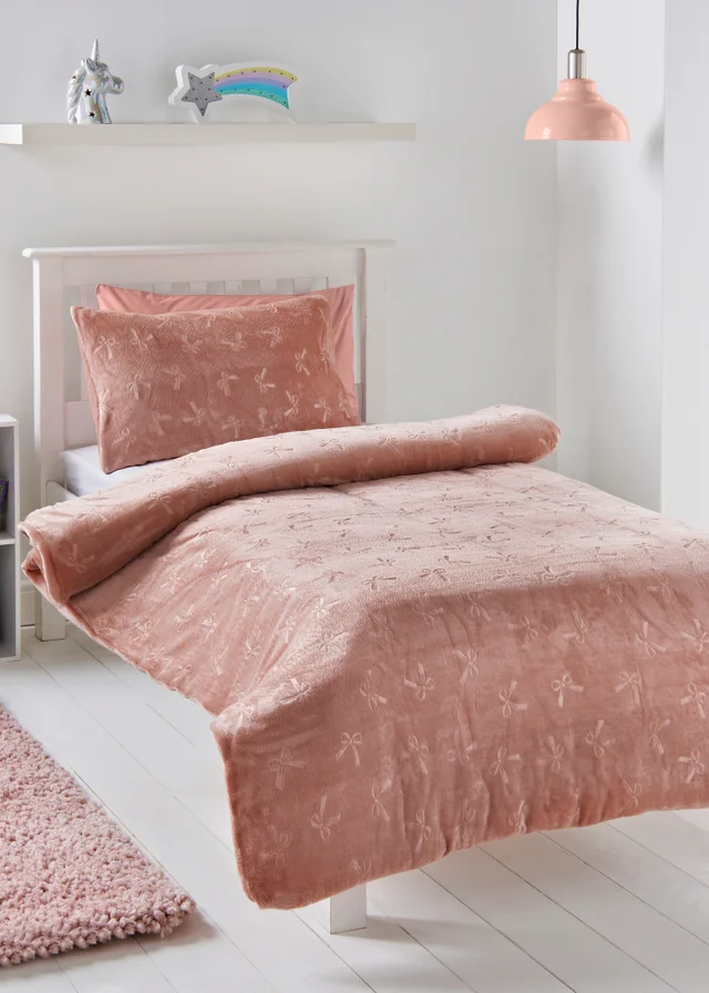 Pink Bow Fleece Duvet Set