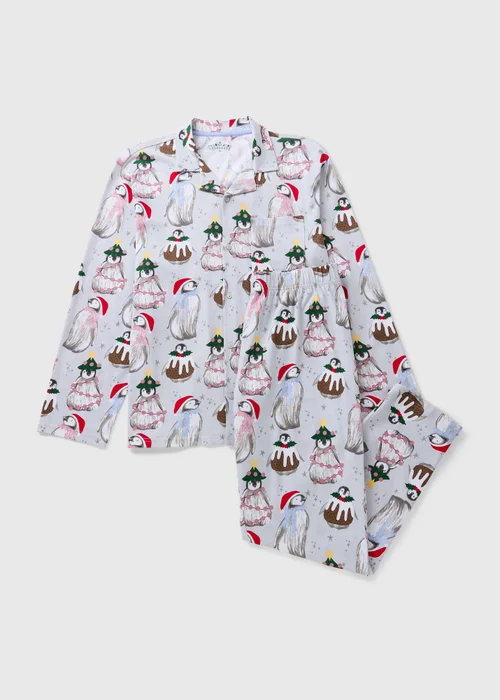 Mens Grey Penguin Christmas Family Pyjamas - Extra small Image 3