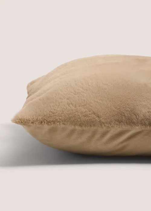 Beige Faux Fur Cushion Image 2
