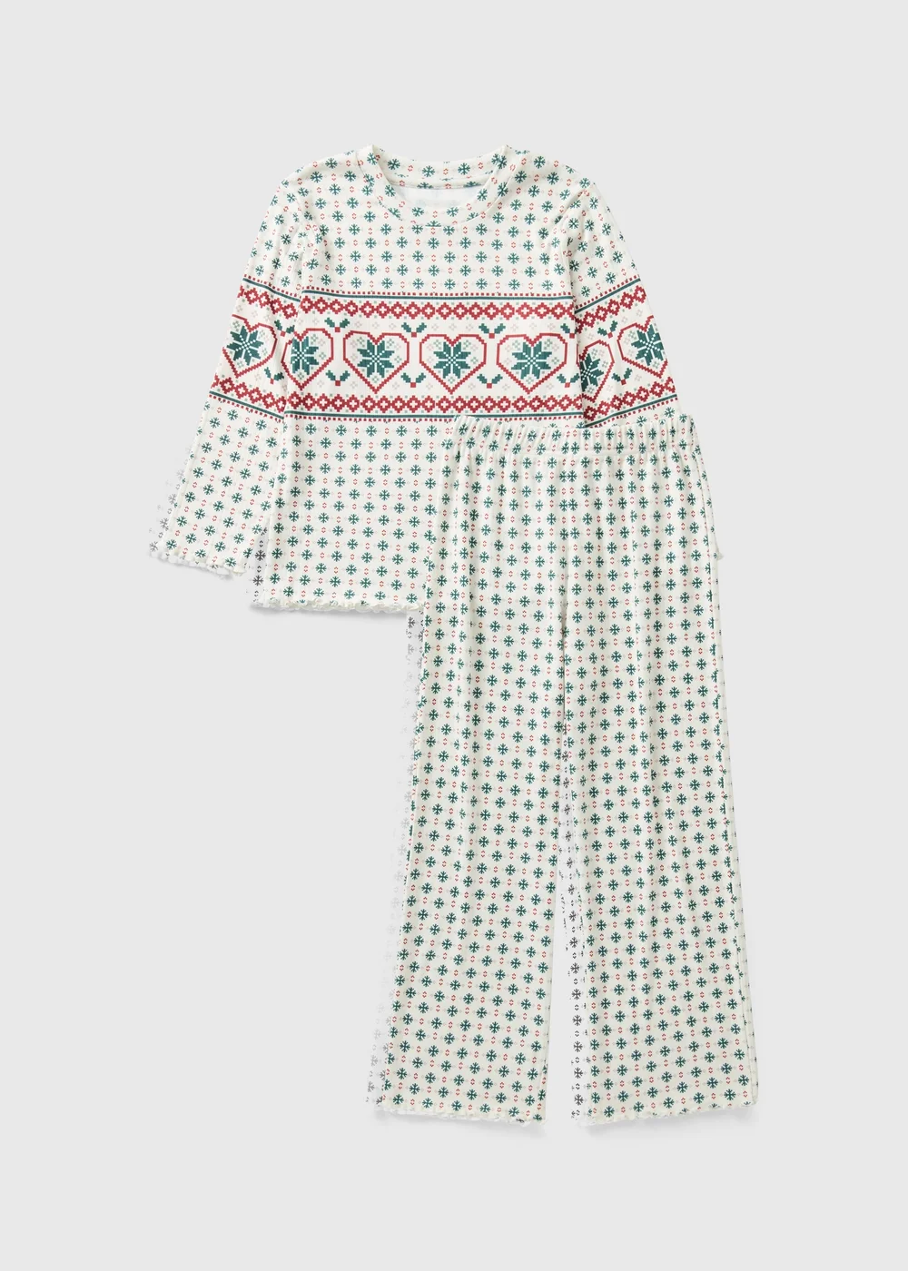 Girls Cream Fairisle Pointelle Mini Me Pyjama Set (4-13yrs) - Age 7 Years Image 1