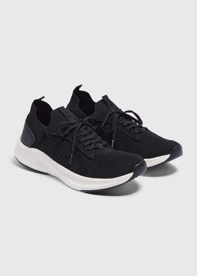 Black Knitted Sports Runner Trainers