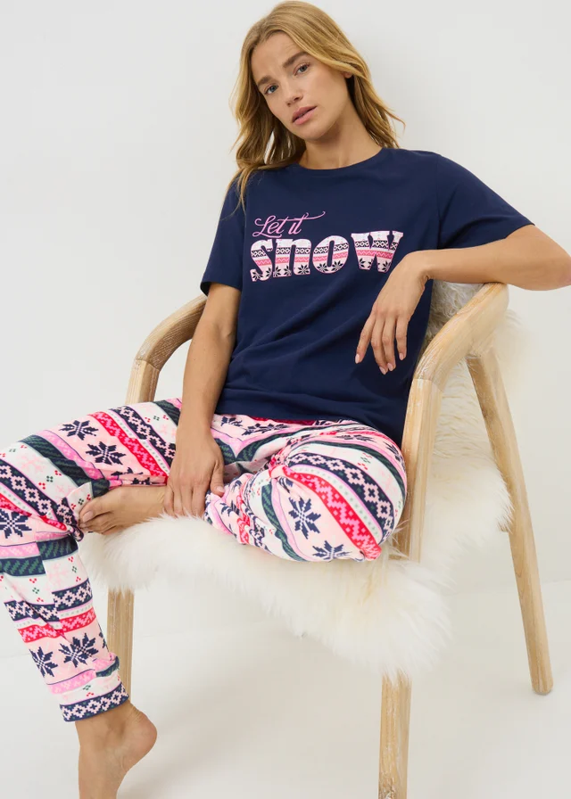 Navy Slogan Christmas Pyjamas