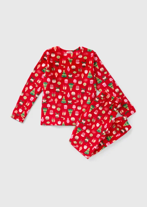 Red Christmas All Over Print Fleece Pyjama Set - Large Image 2