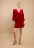 Little Mistress Ruby Red Velvet Wrap Mini Dress by Vicky Pattison - Size 8 Image 2