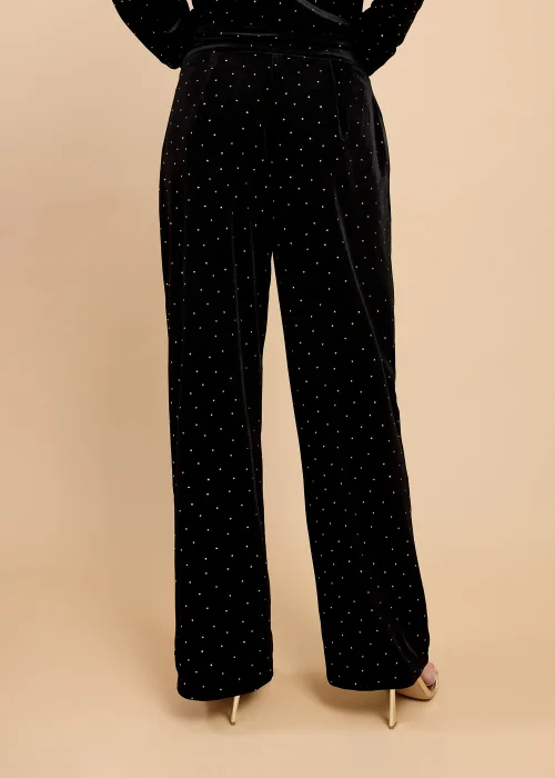 Little Mistress Black Velvet and Gold Diamanté Trousers by Vicky Pattison - Size 22 Image 3