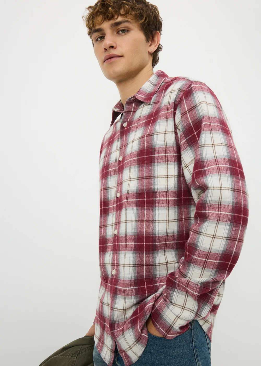 Burgundy Check Shirt - Medium Image 1