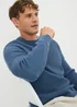 Blue Ribbed Crew Jumper - Medium Image 2