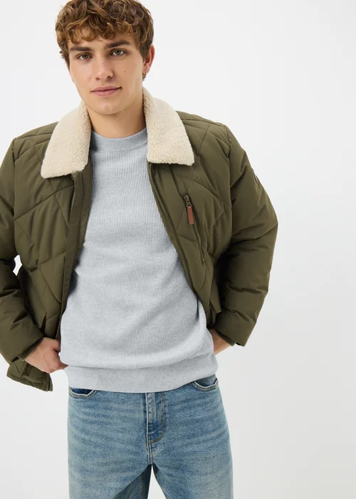 Grey Ribbed Crew Jumper - Extra Large Image 2