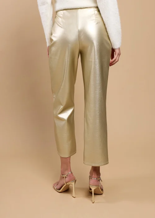 Little Mistress Gold PU Trousers by Vicky Pattison - Size 22 Image 3