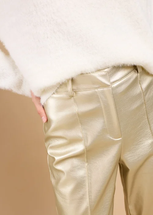 Little Mistress Gold PU Trousers by Vicky Pattison - Size 22 Image 4