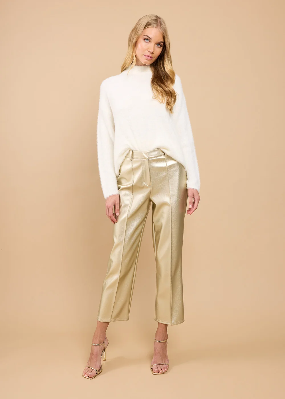 Little Mistress Gold PU Trousers by Vicky Pattison - Size 22 Image 2