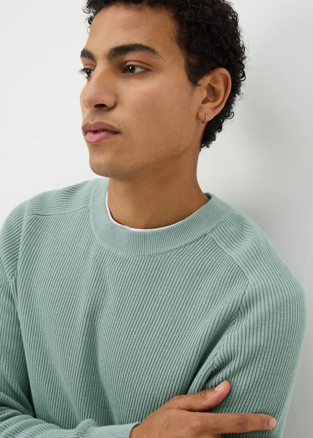 Mint Ribbed Crew Jumper - Small Image 1