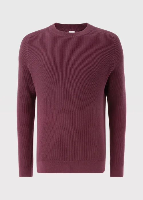 Plum Ribbed Crew Jumper - Large Image 3
