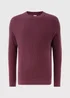 Plum Ribbed Crew Jumper - Large Image 3