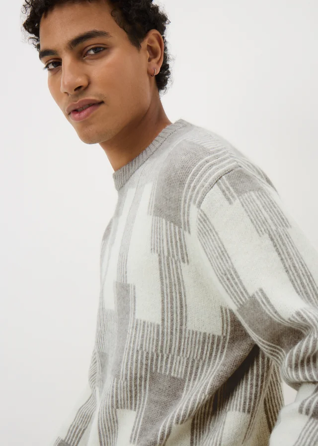 Ecru Abstract Long Sleeve Jumper