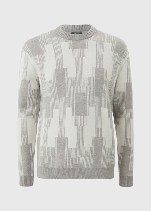Ecru Abstract Long Sleeve Jumper - Small Image 3