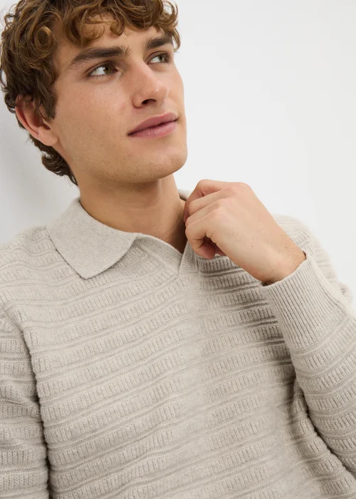 Stone Open Neck Polo Top - Small Image 3