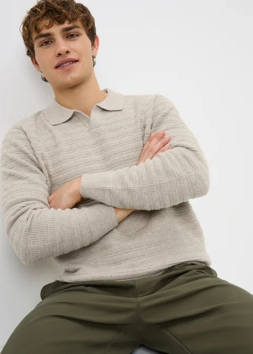 Stone Open Neck Polo Top - Small Image 1