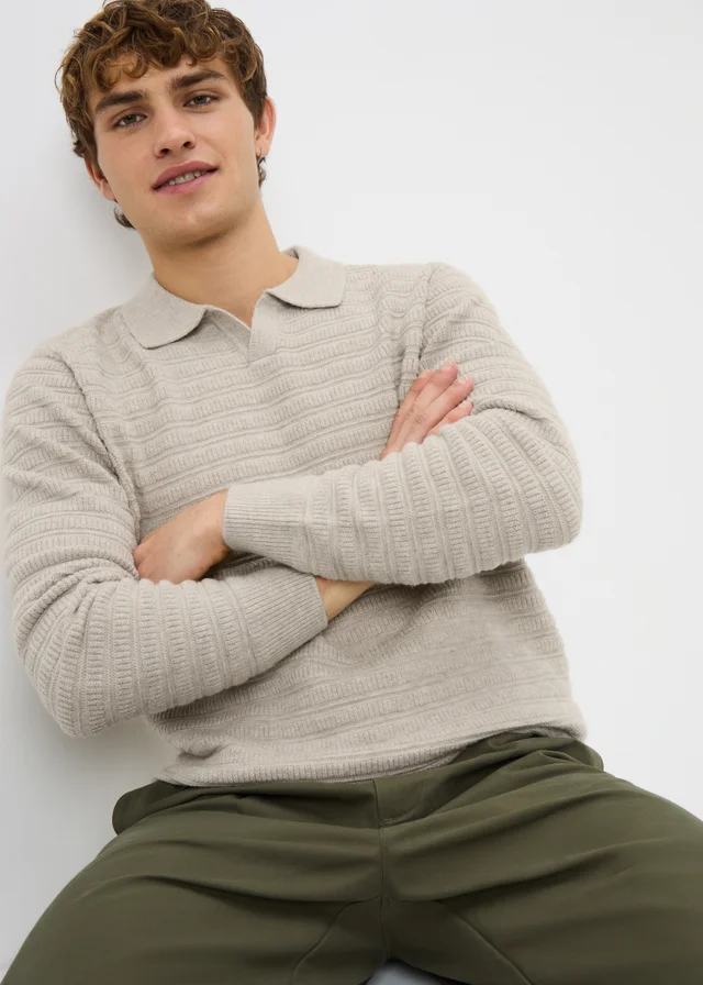 Stone Open Neck Polo Top