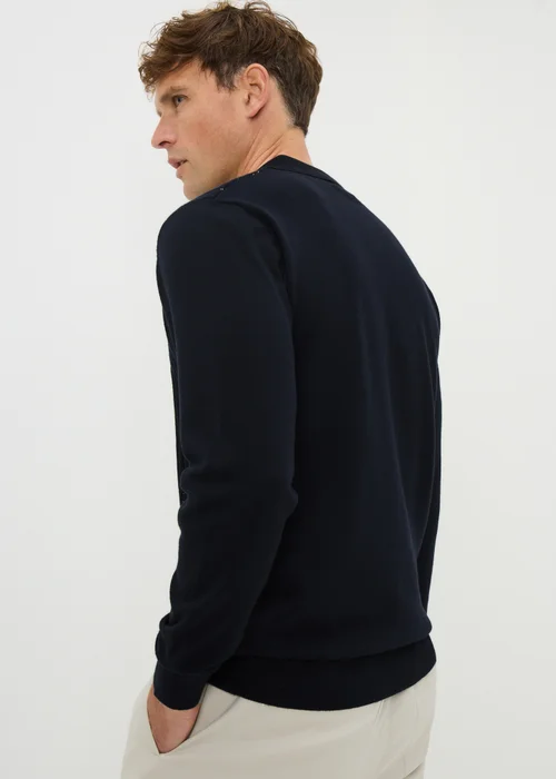 Navy Textured Polo Top - Small Image 3