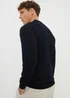 Navy Textured Polo Top - Small Image 3