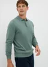 Green Ribbed Polo Top - Small Image 2