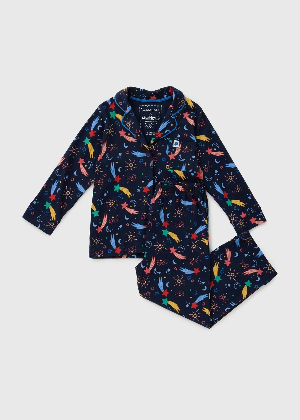 Alder Hey Kids Navy Traditional Pyjama Set (9mths-13yrs) - Age 9 - 12 Months Image 2