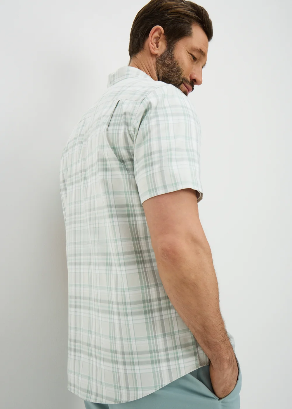 Lincoln Green Check Washed Shirt - Small Image 2