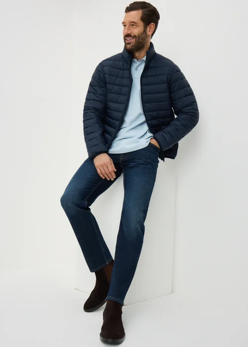 Lincoln Blue Long Sleeve Textured Polo Shirt - Small Image 2