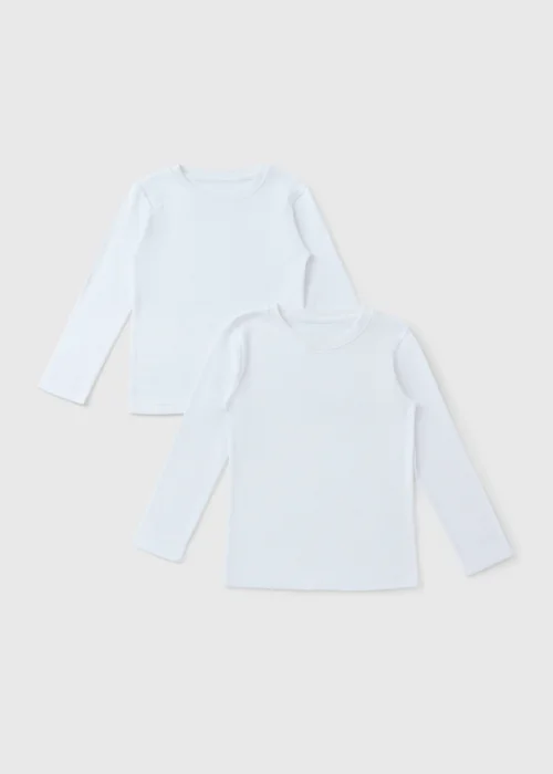 2 Pack Boys White Long Sleeve Tops - Age 2 - 3 Years Image 1