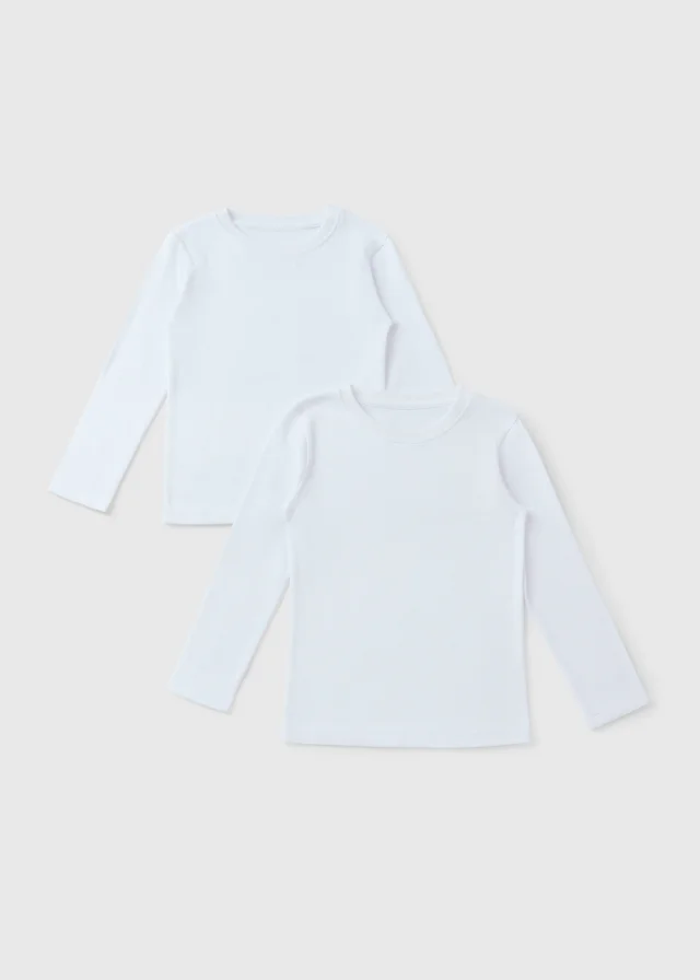 2 Pack Boys White Long Sleeve Tops