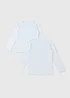 2 Pack Boys White Long Sleeve Tops - Age 2 - 3 Years Image 1