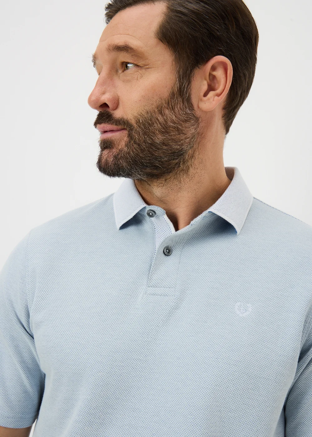 Lincoln Light Blue Smart Textured Polo Top - Small Image 2