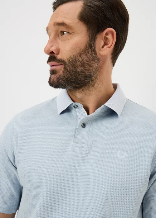 Lincoln Light Blue Smart Textured Polo Top - Small Image 2