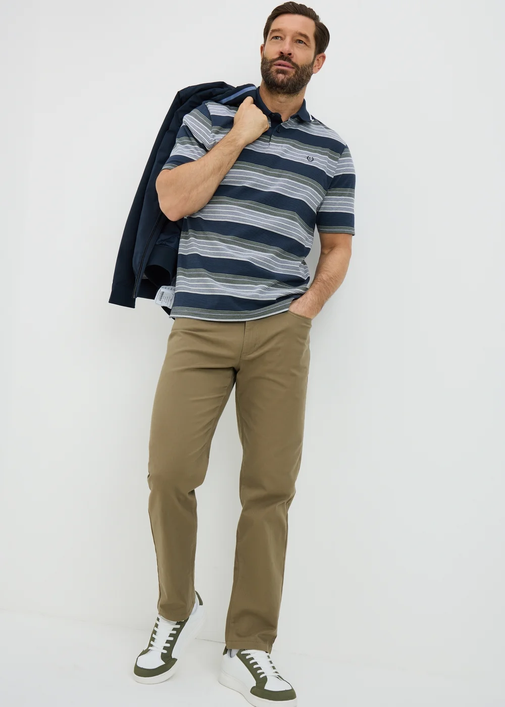 Lincoln Navy Stripe Polo Shirt - Small Image 2