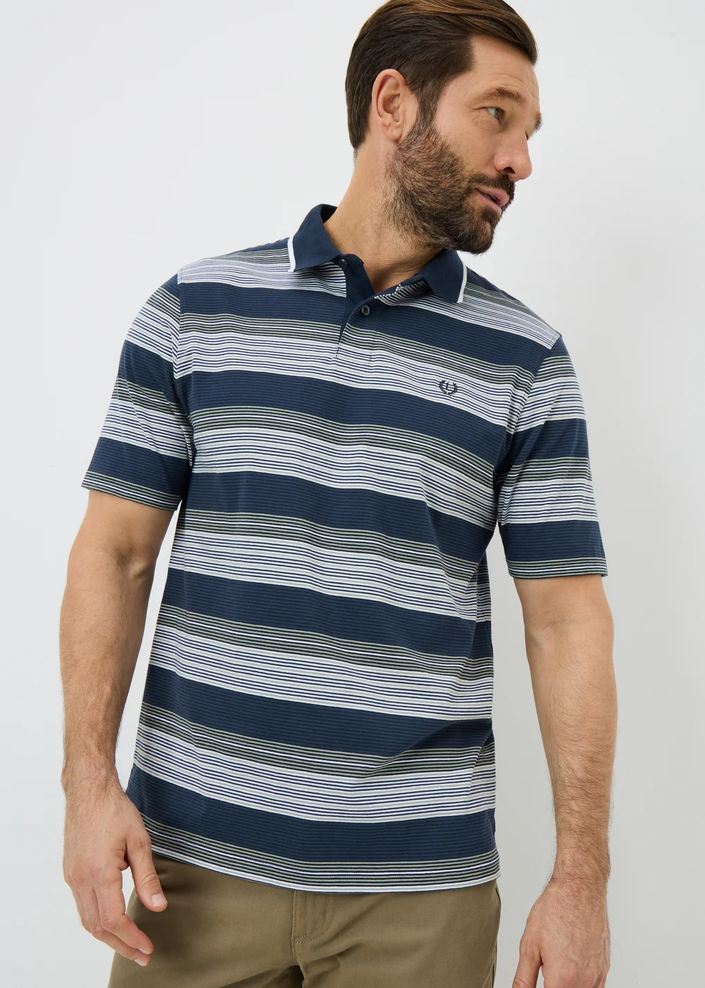 Lincoln Navy Stripe Polo Shirt - Small Image 1