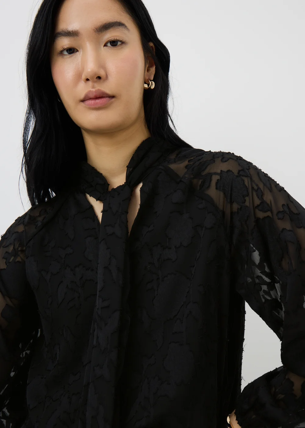 Black Lace High Neck Blouse - Size 8 Image 2