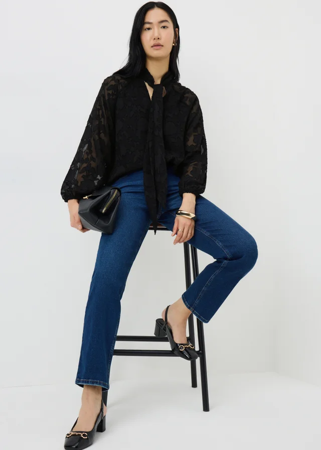 Black Lace High Neck Blouse
