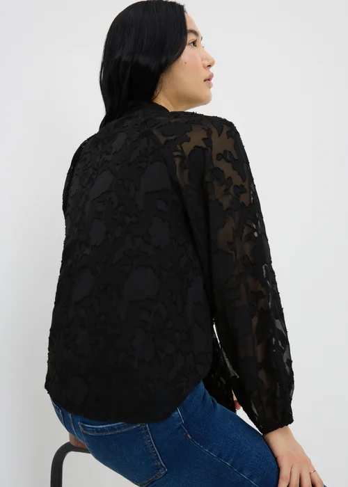 Black Lace High Neck Blouse - Size 8 Image 3