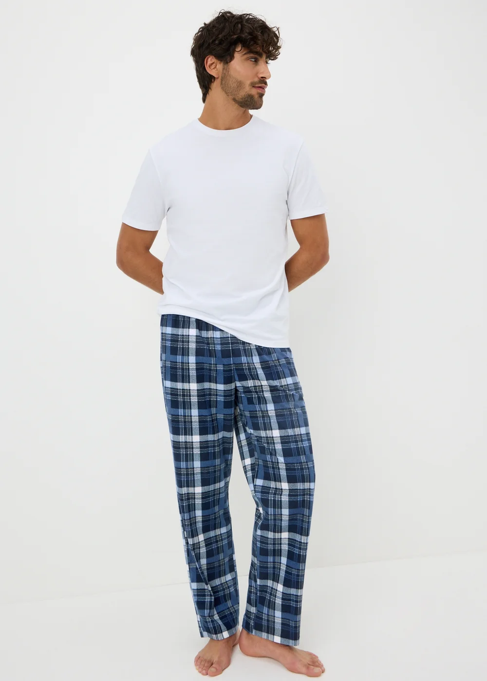 Blue Slinky Fleece Pyjama Bottoms - Medium Image 1
