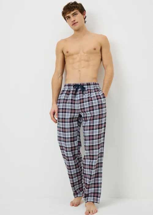 Cream Brushed Woven Check Pyjama Bottoms - Small Image 1
