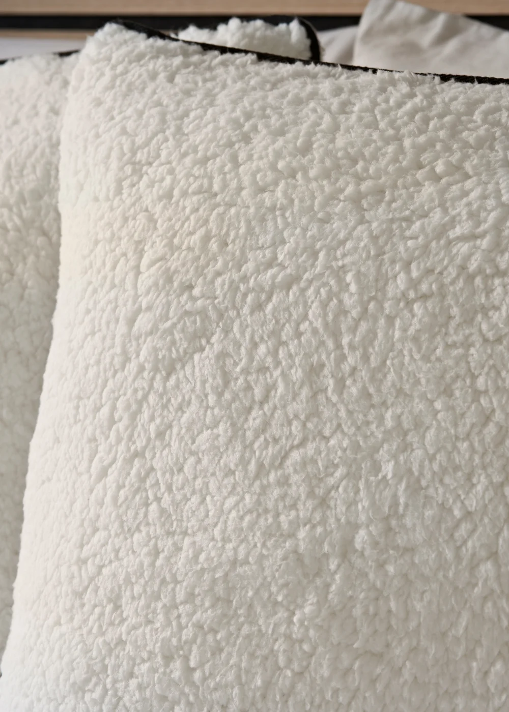 Cream Borg Grid Quilted Duvet Set - Double Image 2