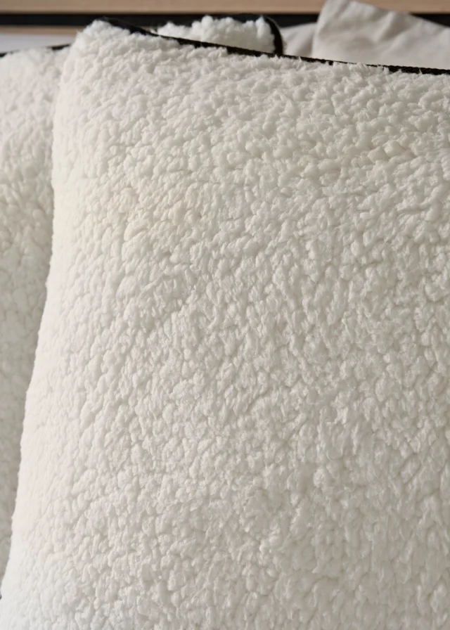 Cream Borg Grid Quilted Duvet Set