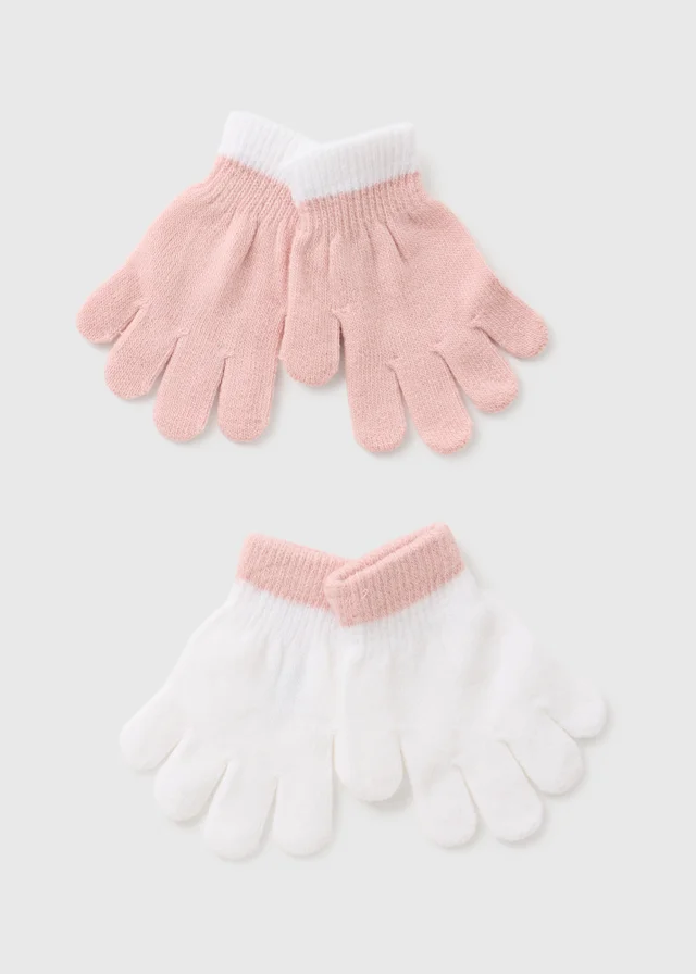 2 Pack Girls Pink Gloves